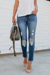 Jeans Strappati Lunghezza Caviglia