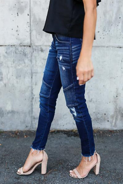 Jeans a Sigaretta con Pieghe